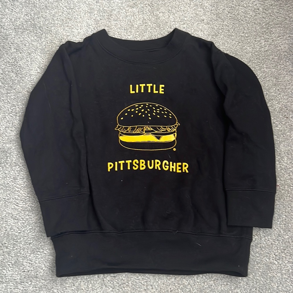 Little Pittsburgher Soft Black Crewneck Sweatshirt Size 2T.